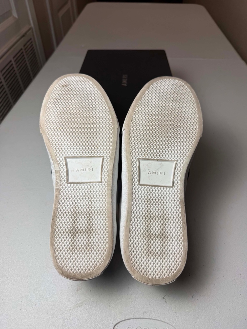 Used Amiri Skeleton Slip On Sneaker Men's Black White Bone Sz 43 / US 10 - Picture 2 of 7
